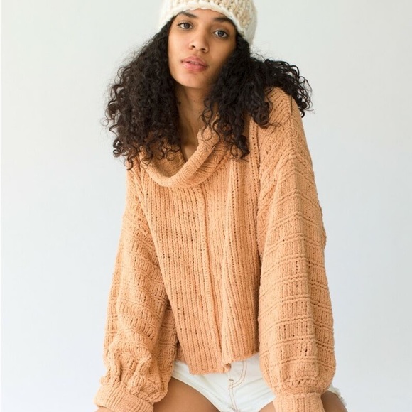 Free People camel cowl neck sweater - Picture 3 of 7